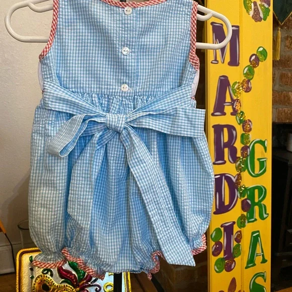 Lulu Bebe Infant Girls Smocked Romper size 6 months - Picture 9 of 13